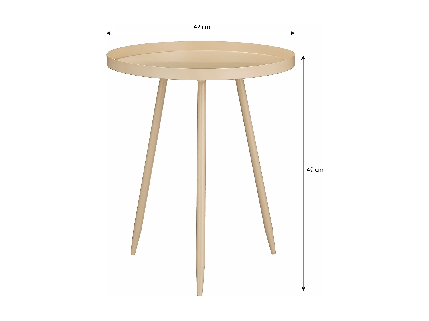 Table d'appoint en fer - 42 x 42 x 49 - Beige - FLORES