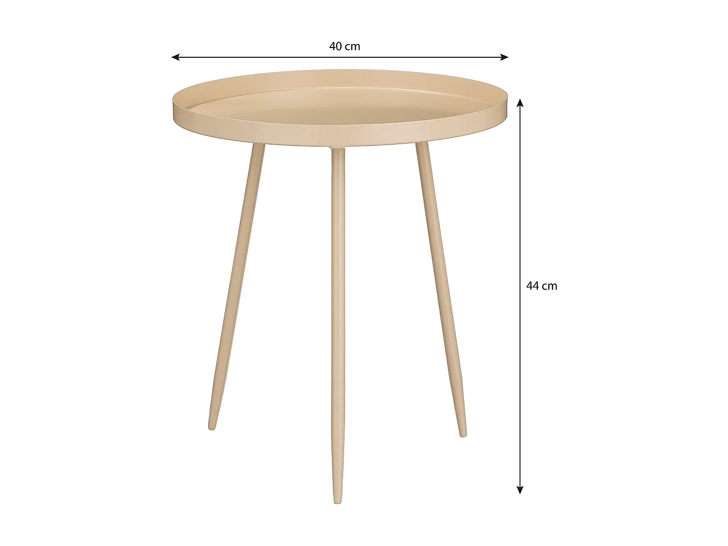 Table d'appoint en fer - 40 x 40 x 44 - Beige - FLORES