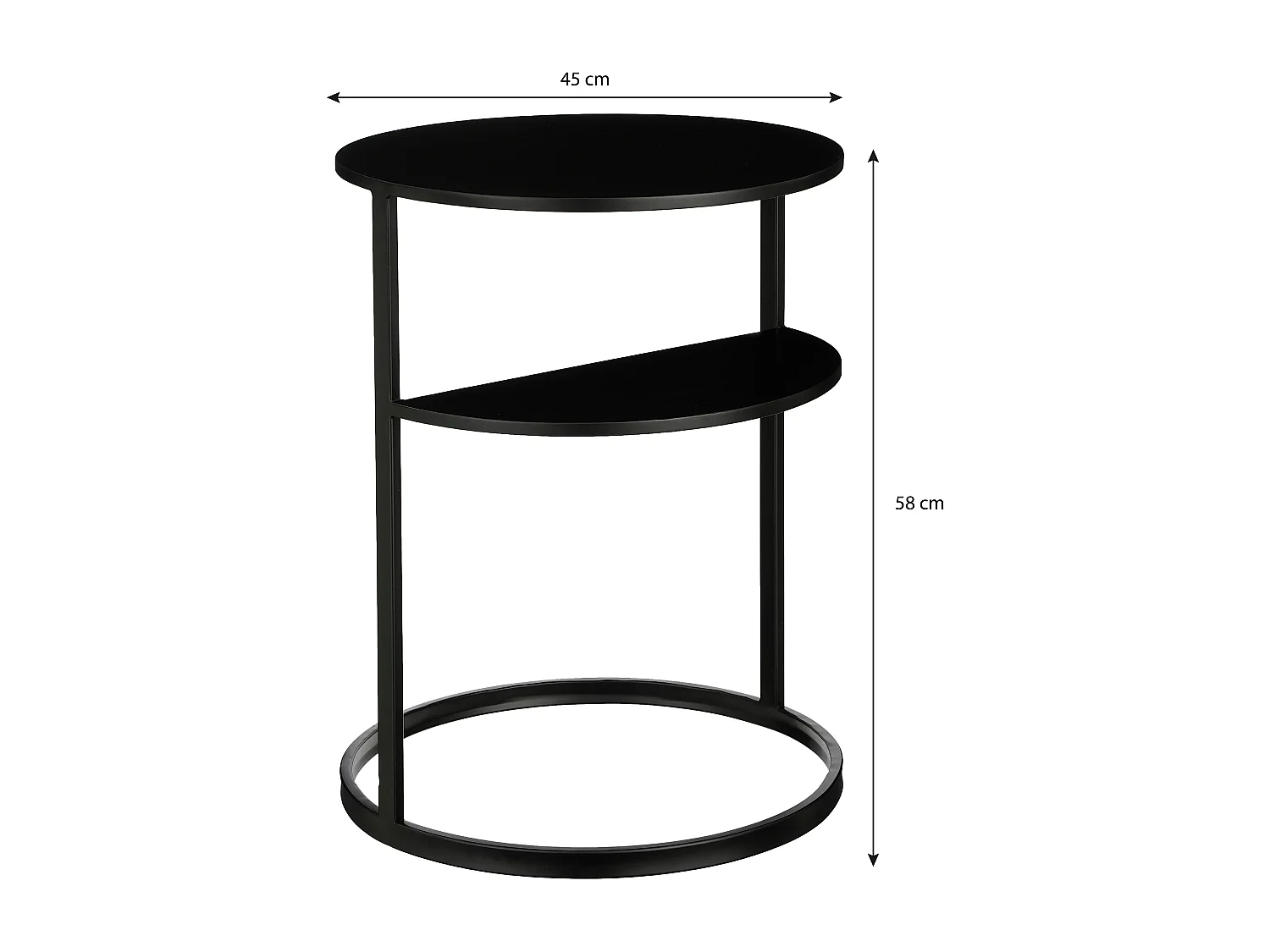 Bijzettafel van ijzer - 45 x 45 x 58 - Zwart - NOAH