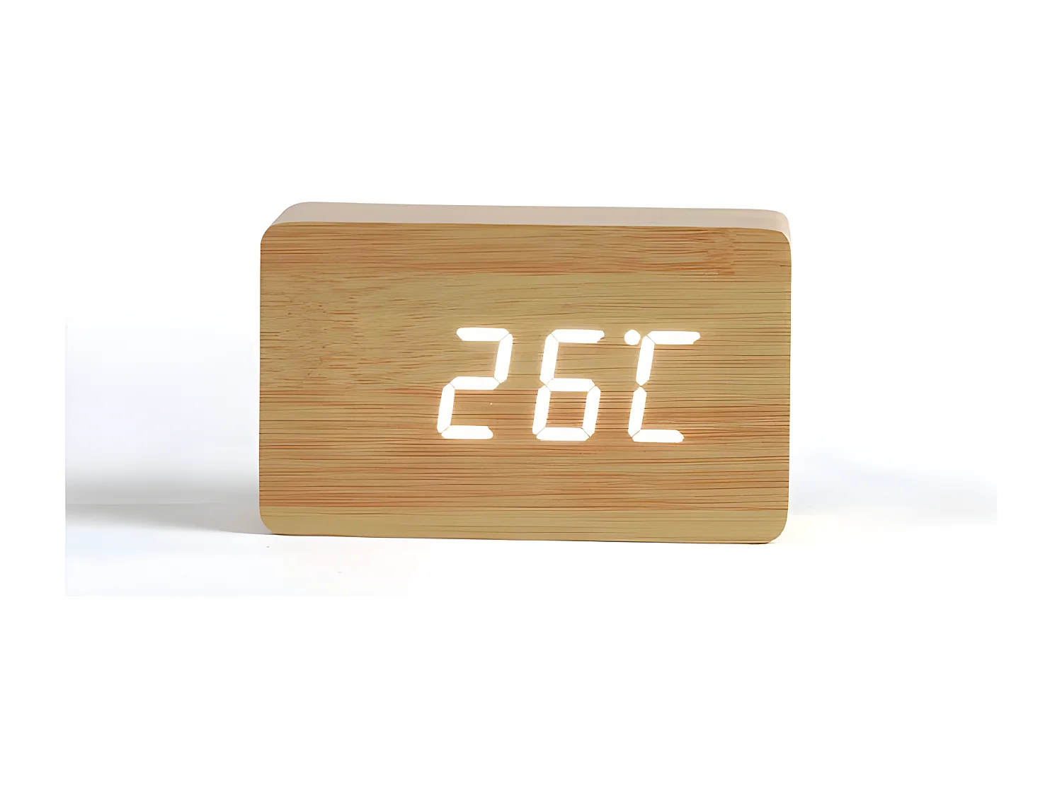 Réveil digital aspect bois