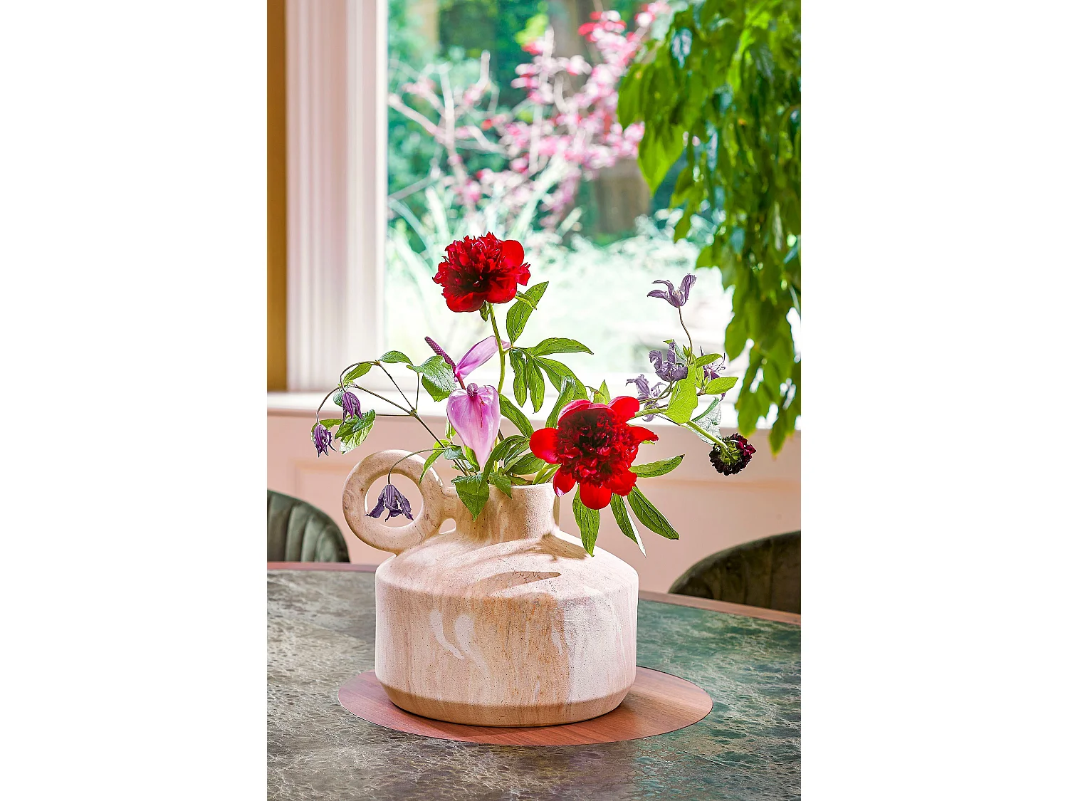 Vase aus Keramik - 32 x 28 x 27 - Beige - TRENTINO