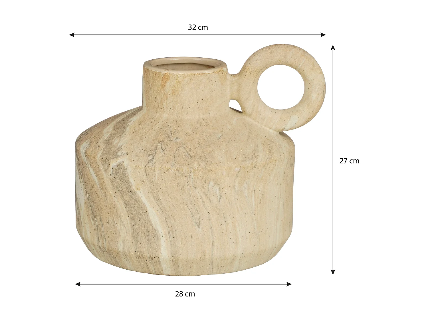 Vase aus Keramik - 32 x 28 x 27 - Beige - TRENTINO