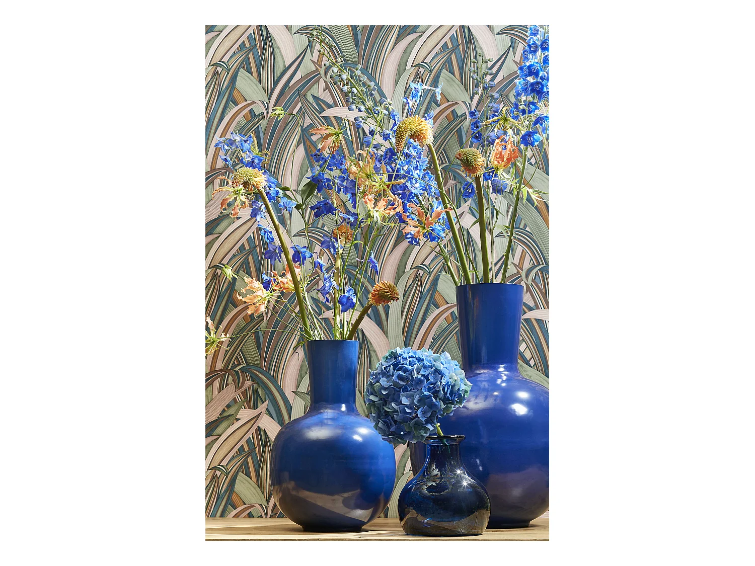 Vase en fer - 28 x 28 x 42 - Bleu - DARA