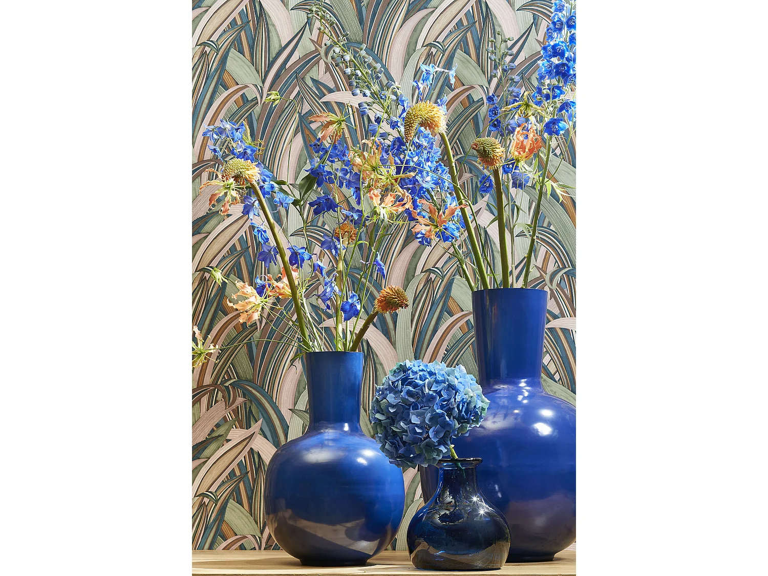 Vase en fer - 28 x 28 x 42 - Bleu - DARA