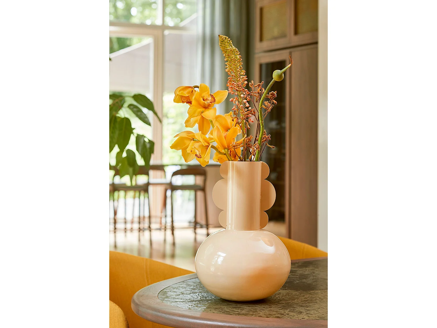 Vaas van ijzer - 25 x 25 x 36 - Beige - BOYD