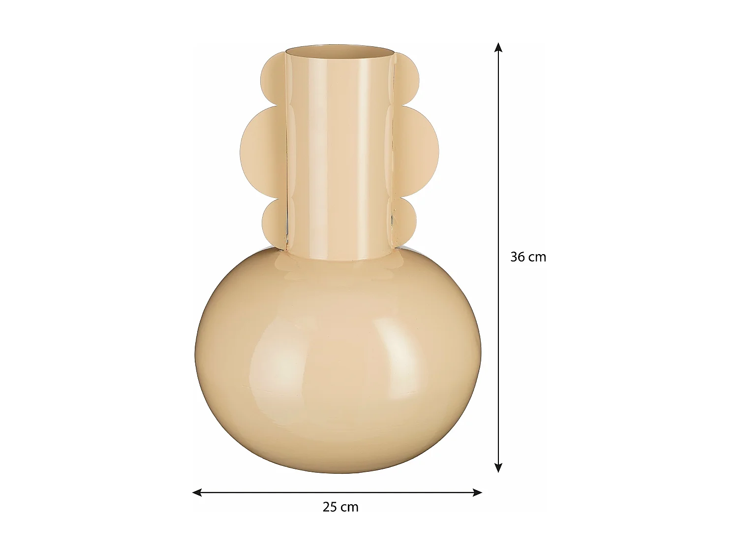 Vaas van ijzer - 25 x 25 x 36 - Beige - BOYD