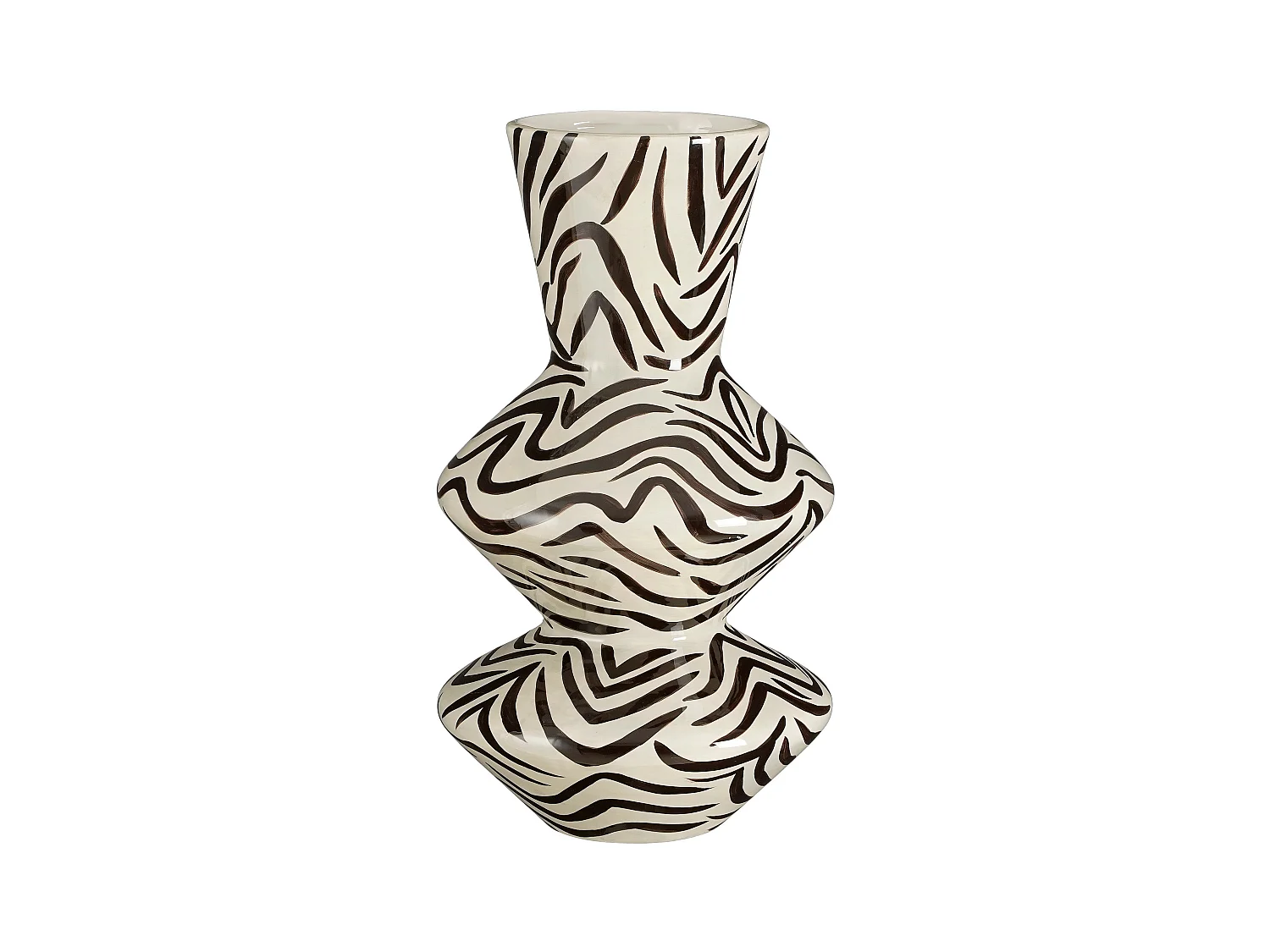 Vase aus Keramik - 21 x 21 x 38 - Schwarz, weiß - STRATT