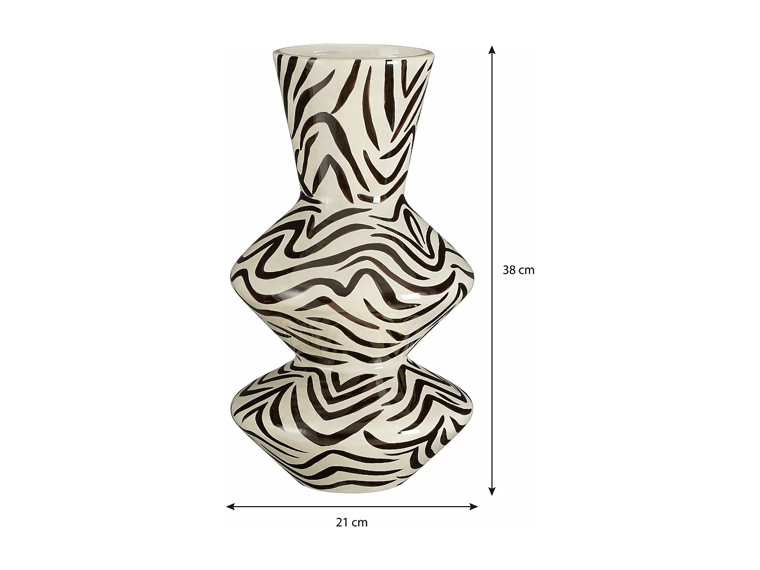 Vaso in  - 21 x 21 x 38 - Nero, bianco - STRATT