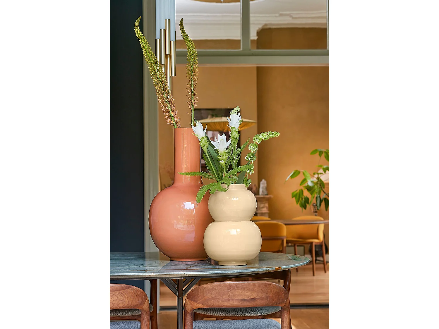 Vaas van ijzer - 26 x 26 x 37 - Beige - BOYD