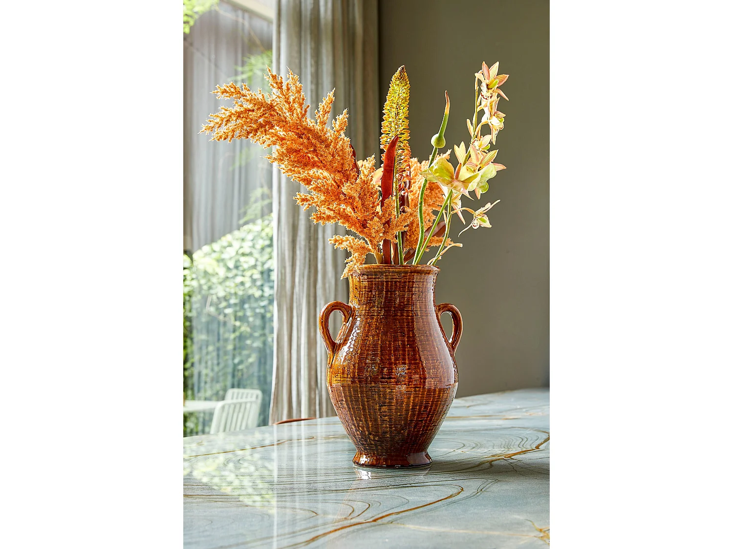 Vase en céramique - 29 x 26 x 39 - Marron - ELENA