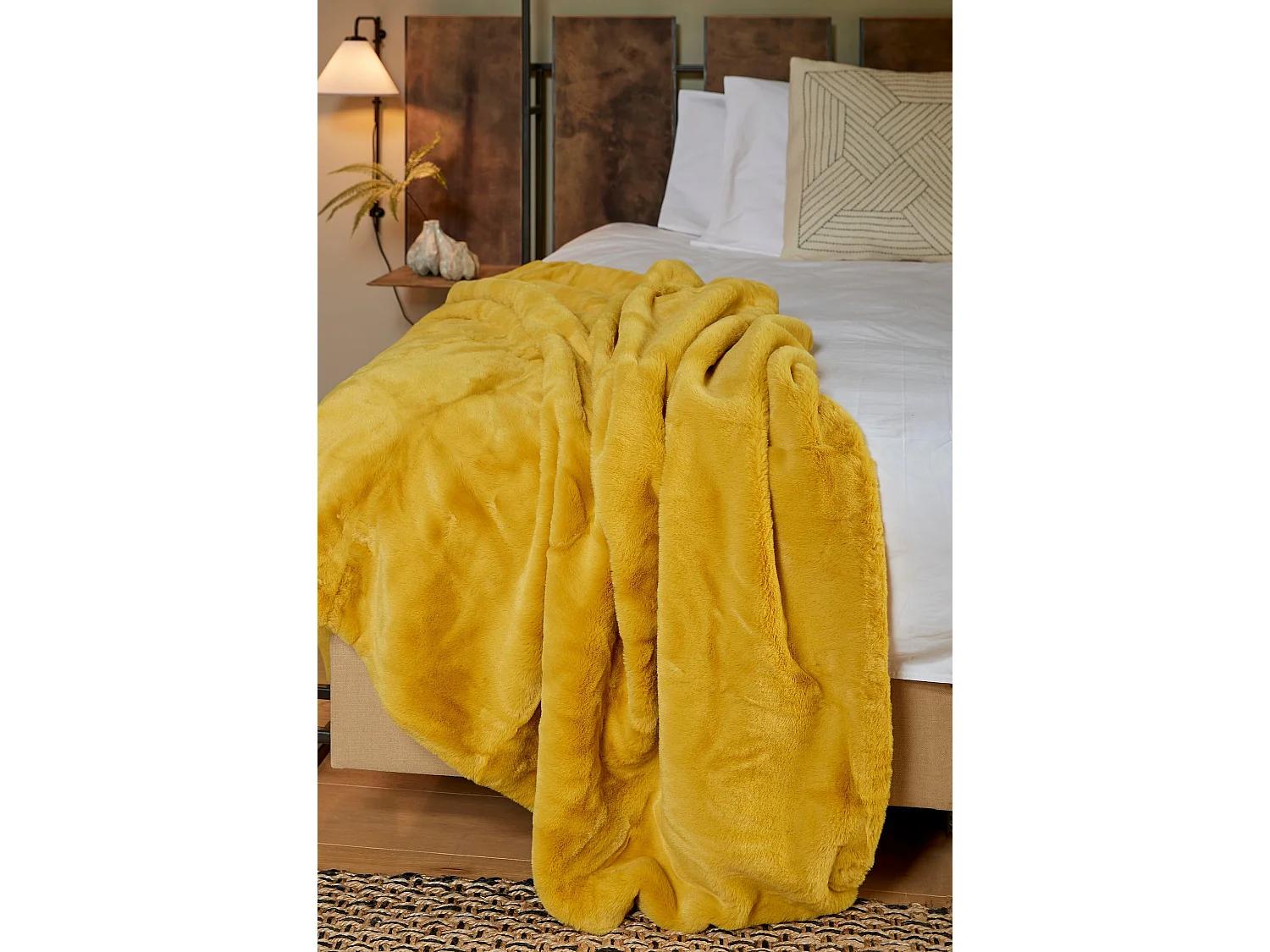 Kuscheldecke aus Polyester - 200 x 150 x 2 - Gelb - BRONTE