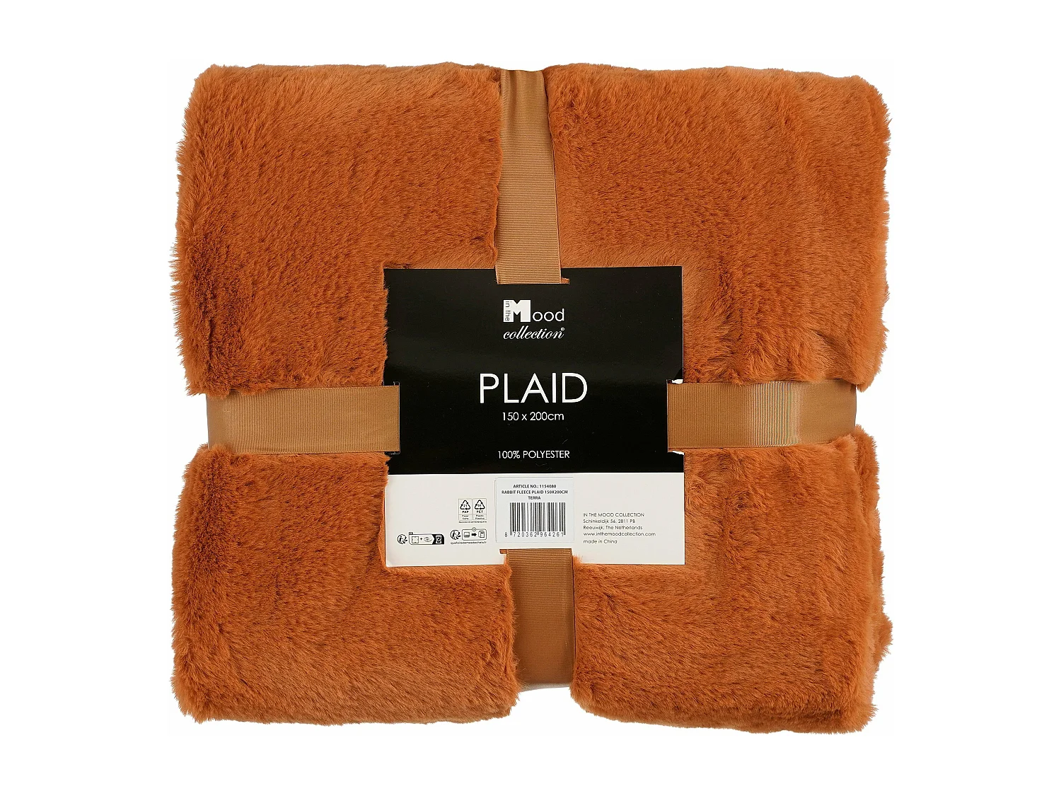 Plaid van polyester - 200 x 150 x 2 - Oranje - BRONTE