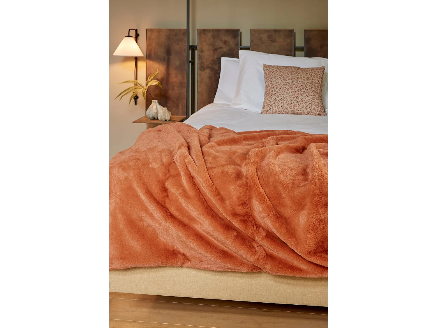 Plaid van polyester - 200 x 150 x 2 - Oranje - BRONTE