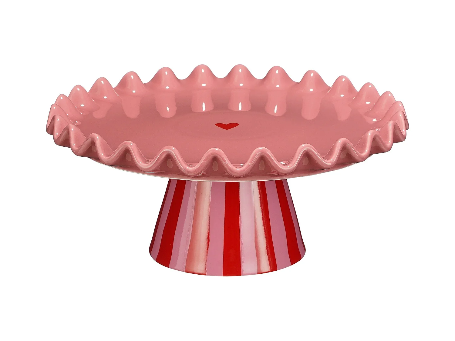 Taartplateau van keramiek - 30 x 30 x 13 - Roze, rood - BELLA