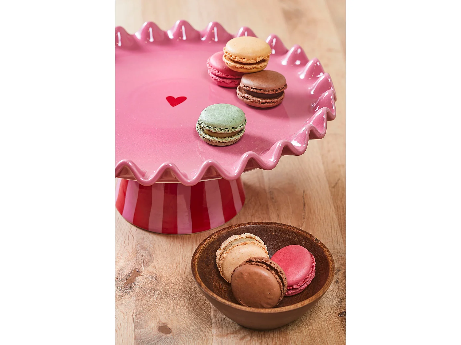 Soporte para tarta de Cerámica - 30 x 30 x 13 - Rosa, rojo - BELLA