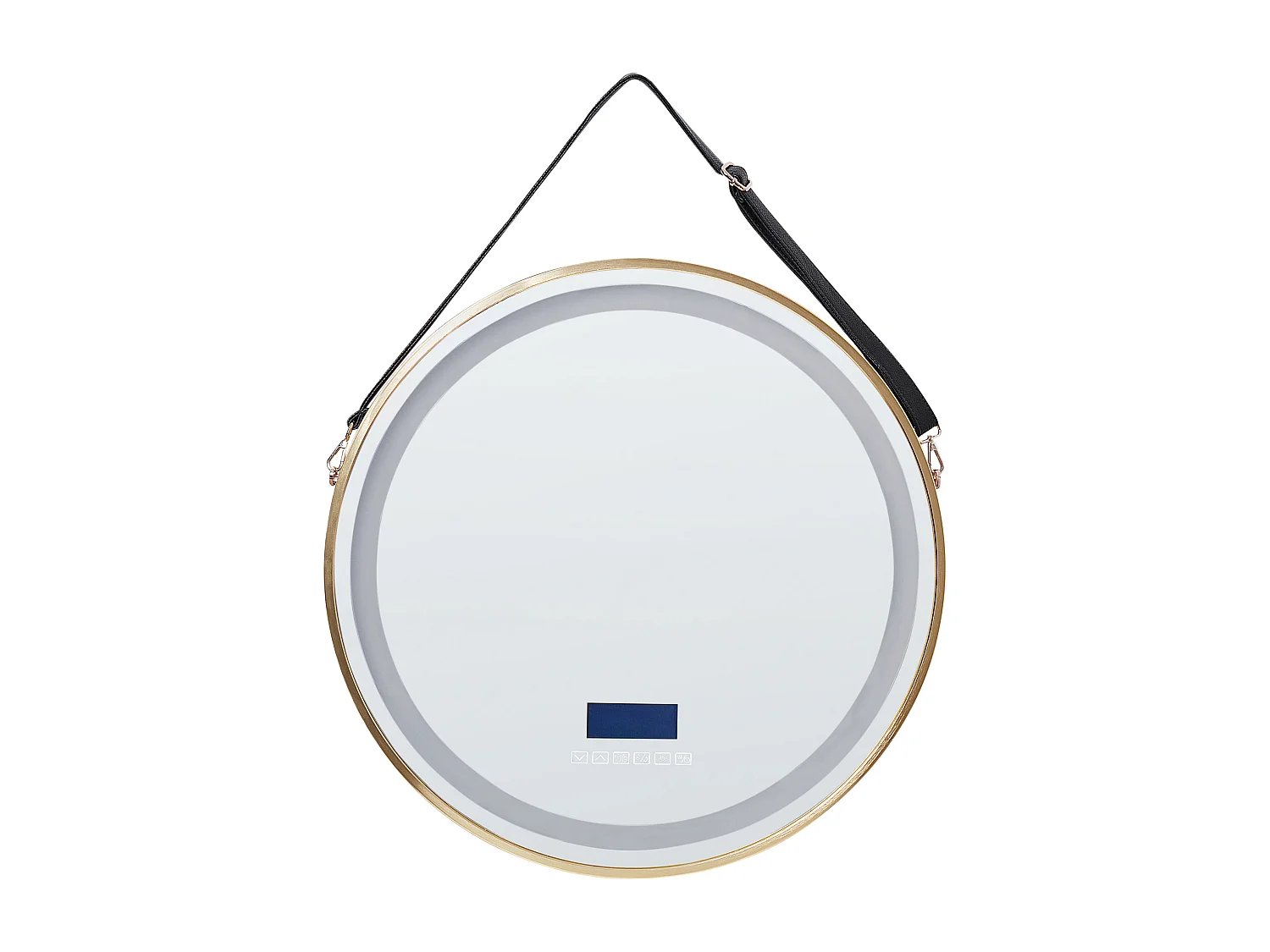 Espelho LED para casa de banho DAROIS 60 cm 60 cm Com altifalante Bluetooth integrado Dourado