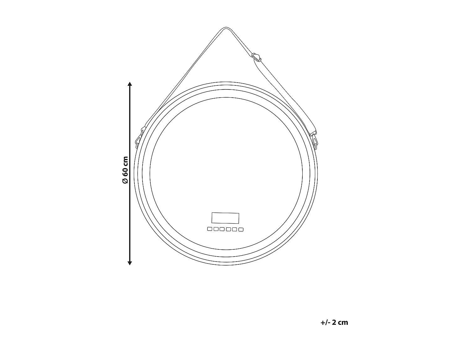Espelho LED para casa de banho DAROIS 60 cm 60 cm Com altifalante Bluetooth integrado Dourado
