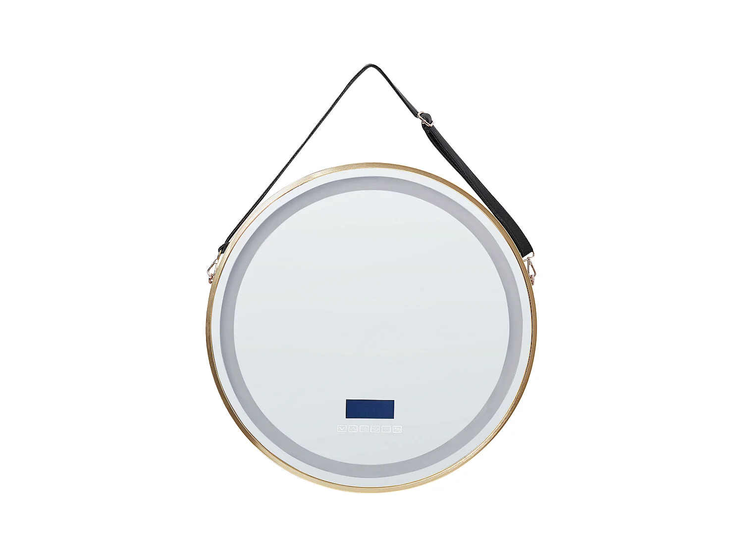 Miroir de salle de bain LED DAROIS 60 cm 60 cm Avec haut-parleur Bluetooth intégré Doré