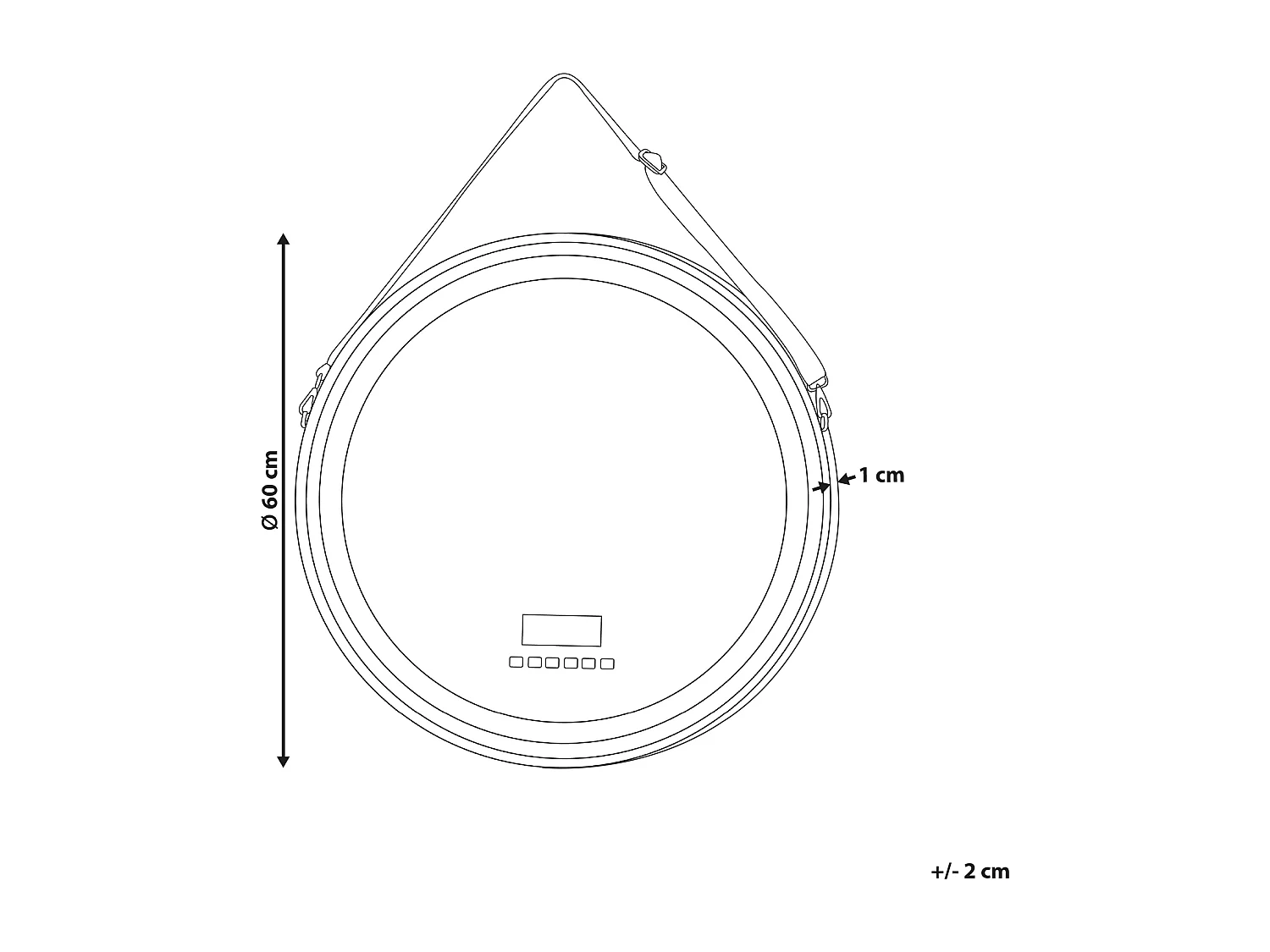 Miroir de salle de bain LED DAROIS 60 cm 60 cm Avec haut-parleur Bluetooth intégré Doré