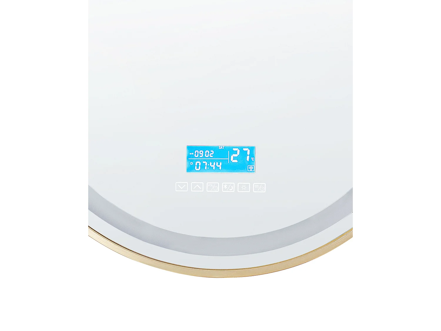 Miroir de salle de bain LED DAROIS 60 cm 60 cm Avec haut-parleur Bluetooth intégré Doré