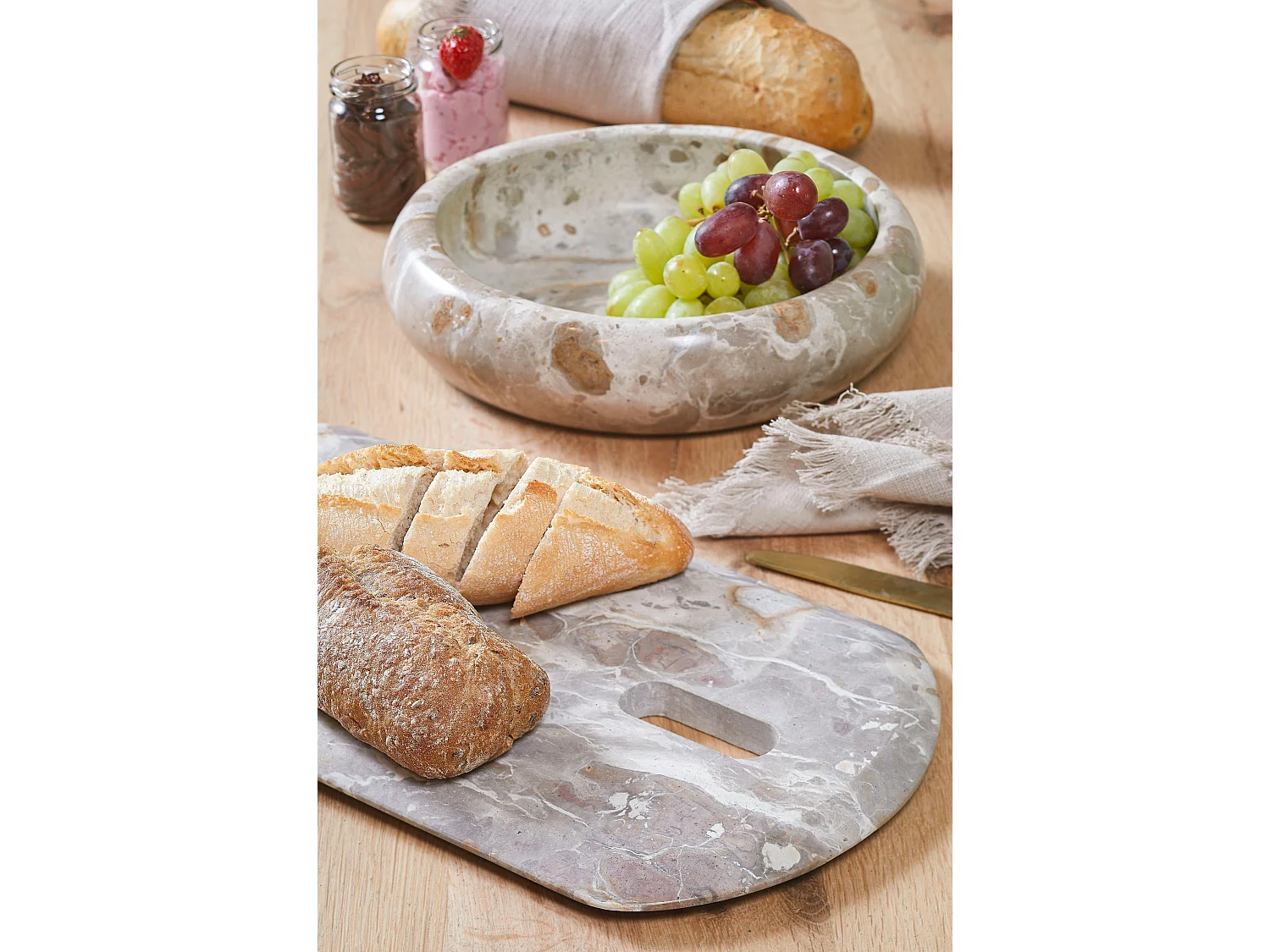 Snijplank van marmer - 40 x 20 x 2 - Beige - FINNOS