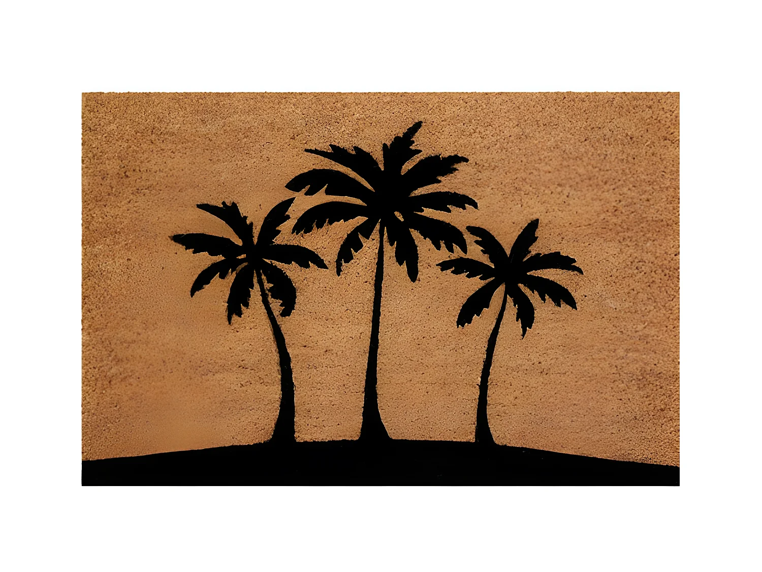 Tapis brosse coco naturel PVC 40x60cm avec motif palmier pour intérieur/extérieur abrité