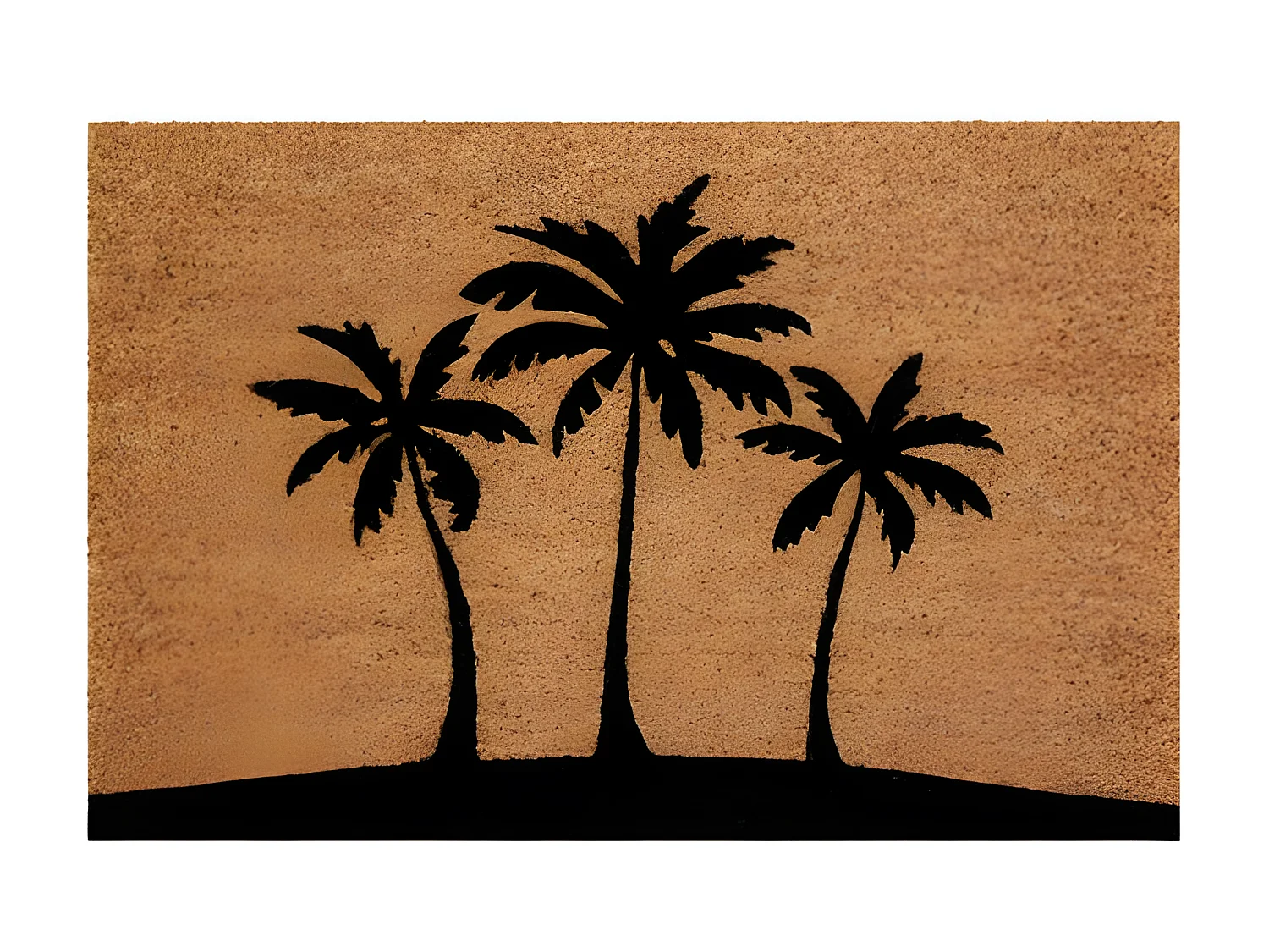 Tapis brosse coco naturel PVC 40x60cm avec motif palmier pour intérieur/extérieur abrité