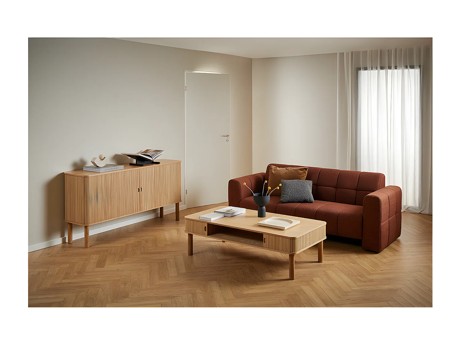 Langley Sideboard 2 Schiebetüren Eiche dekor.