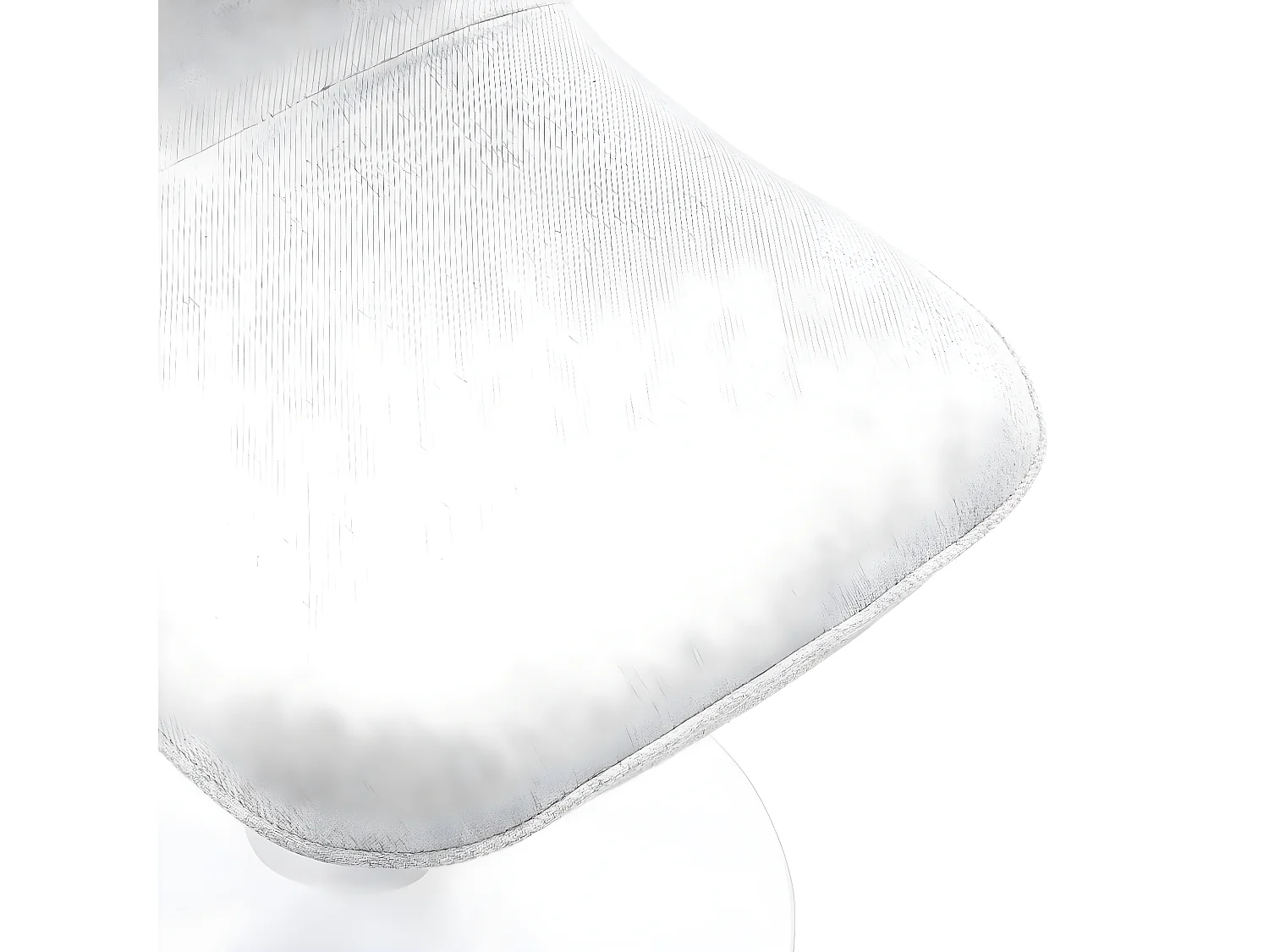 Chaise pivotante avec assise et dossier rembourrés recouverts de tissu blanc gris clair, base ronde en métal avec revêtement en epoxy blanc - LORA