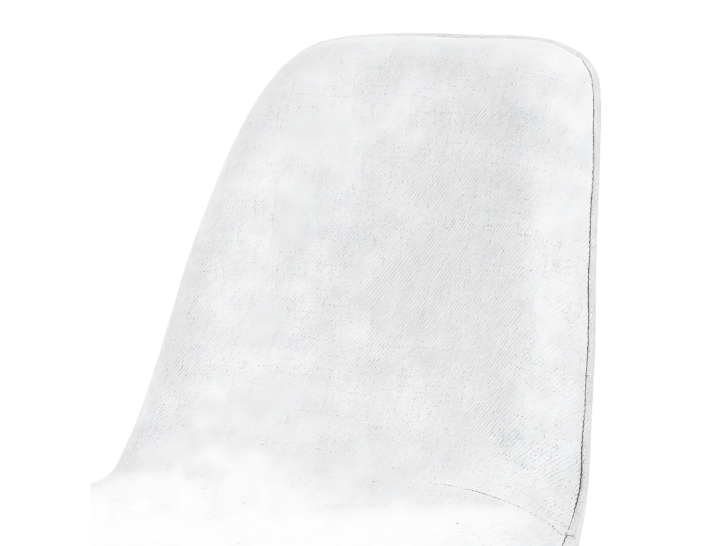 Chaise pivotante avec assise et dossier rembourrés recouverts de tissu blanc gris clair, base ronde en métal avec revêtement en epoxy blanc - LORA