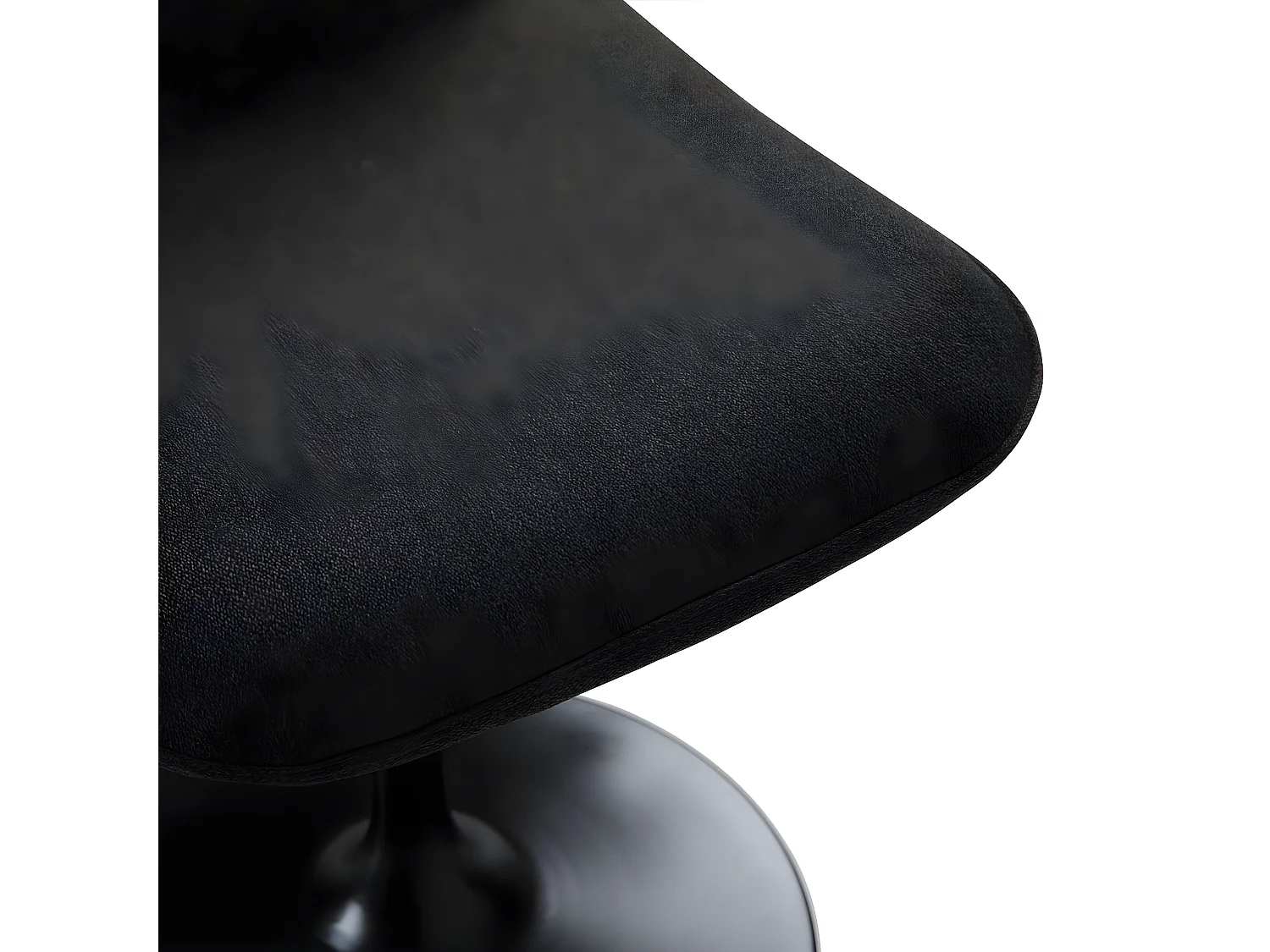 Chaise pivotante avec assise et dossier rembourrés recouverts de tissu noir bronze, base ronde en métal avec revêtement en epoxy noir - LORA