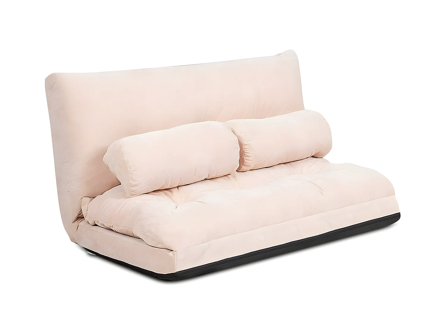 Canapé de Sol Pliable en Velours Côtelé, Canapé-Lit Convertible avec Dossier Réglable à 6 Positions, Chauffeuse Paresseuse à 2 Places avec 2 Oreillers, pour Salon, Chambre (Beige)
