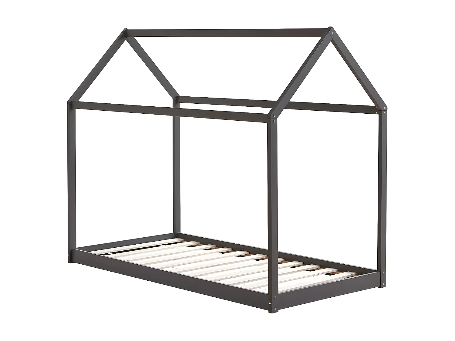 Lit cabane ROBINSON Gris en bois 90x190 cm avec sommier intégré