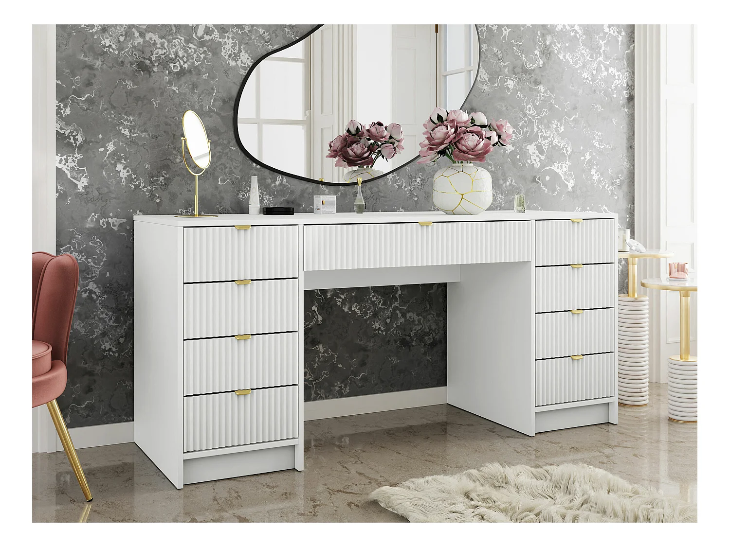 Bureau Comfivo Larmire 110, Avec tiroirs, 76x154x55cm, Blanc