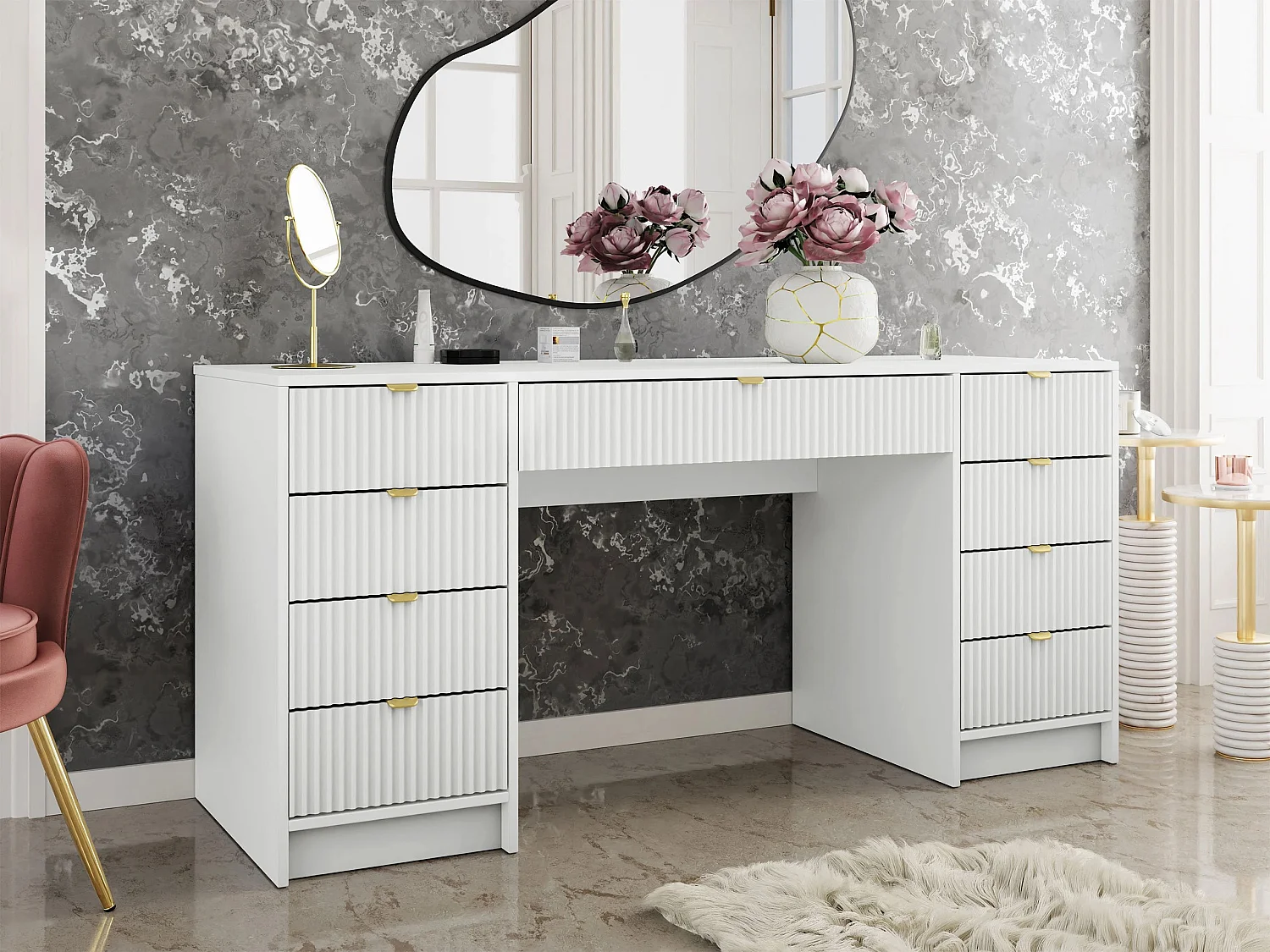 Mesa de oficina Comfivo Papilio I, Con cajones, 76x154x55cm, Blanco