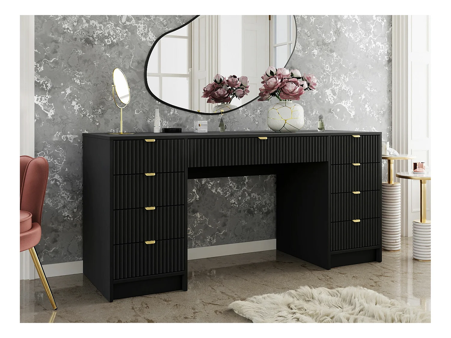 Bureau Comfivo Larmire 110, Avec tiroirs, 76x154x55cm, Noir