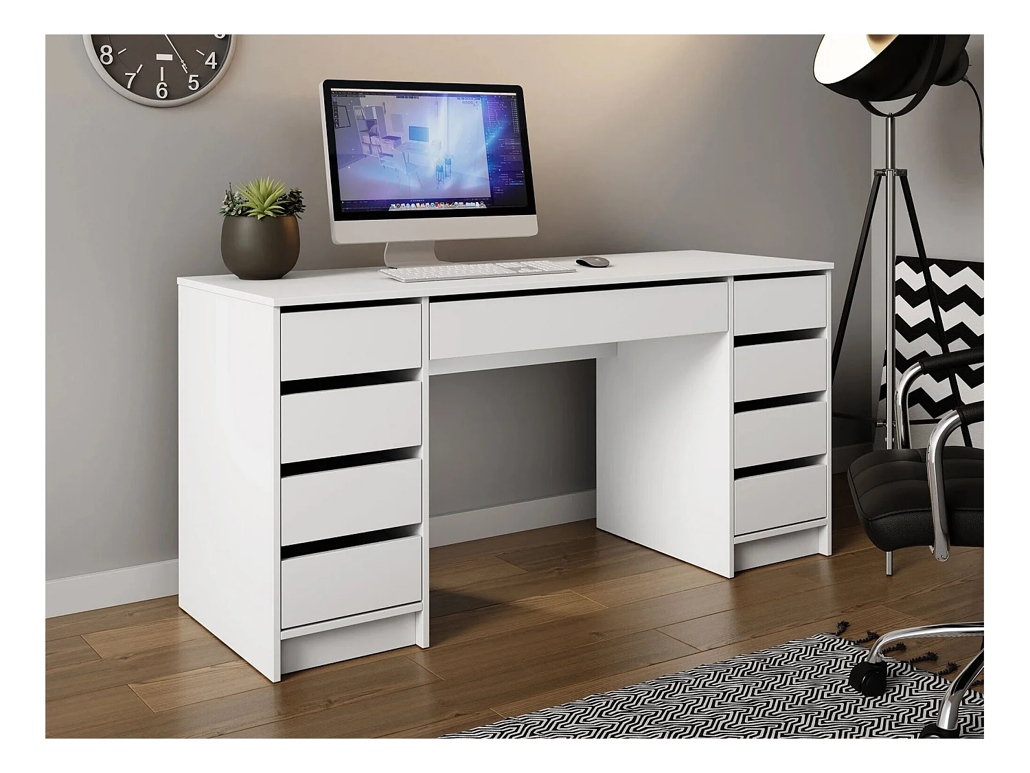 Mesa de oficina Comfivo 401, Con cajones, 76x154x55cm, Blanco