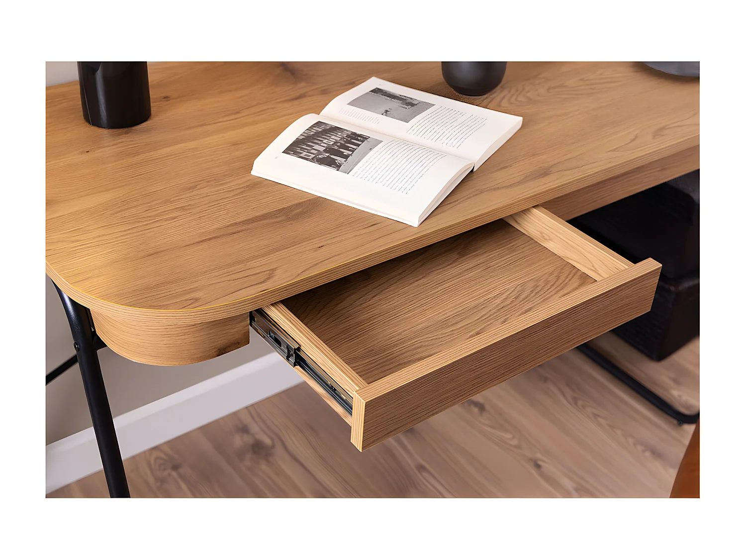 Blueton bureau 2 tiroirs naturel.