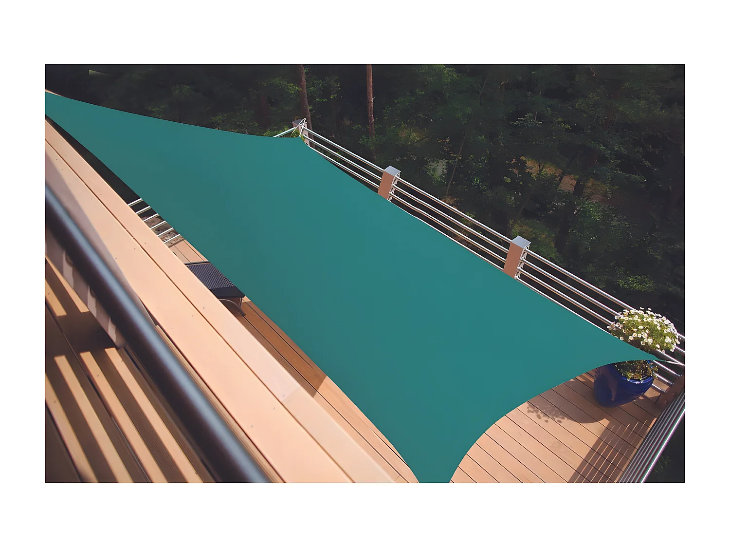 Voile d'ombrage rectangulaire SERENITY - 3,00 x 2,00 m - Bleu Canard - Jardiline