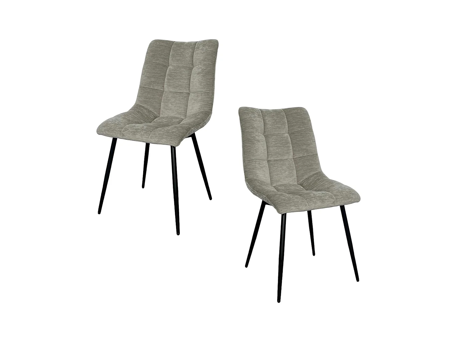 Chaise en velours gris clair motif damier (lot de 2) PALERME