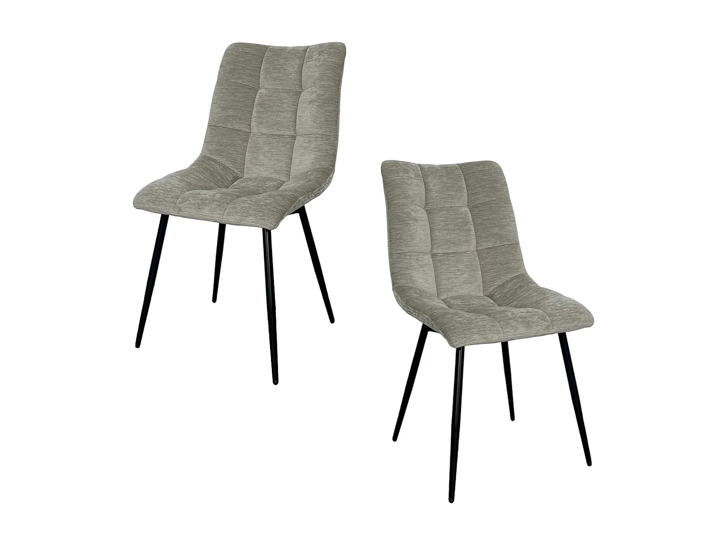 Chaise en velours gris clair motif damier (lot de 2) PALERME