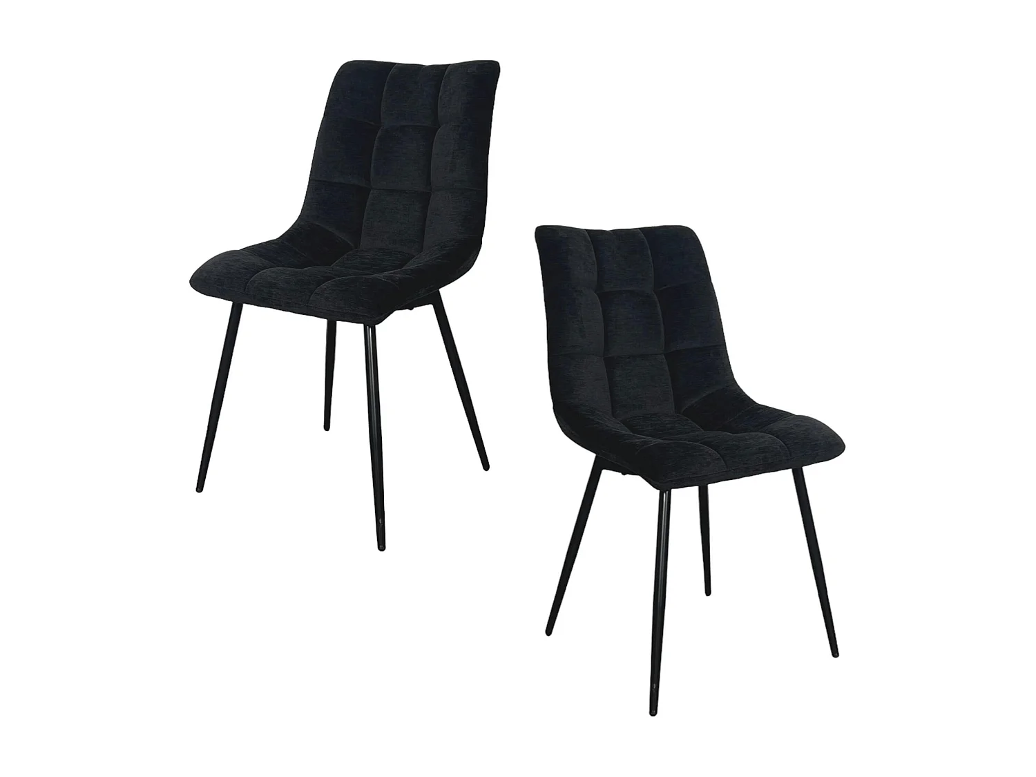 Chaise en velours noir motif damier (lot de 2) PALERME
