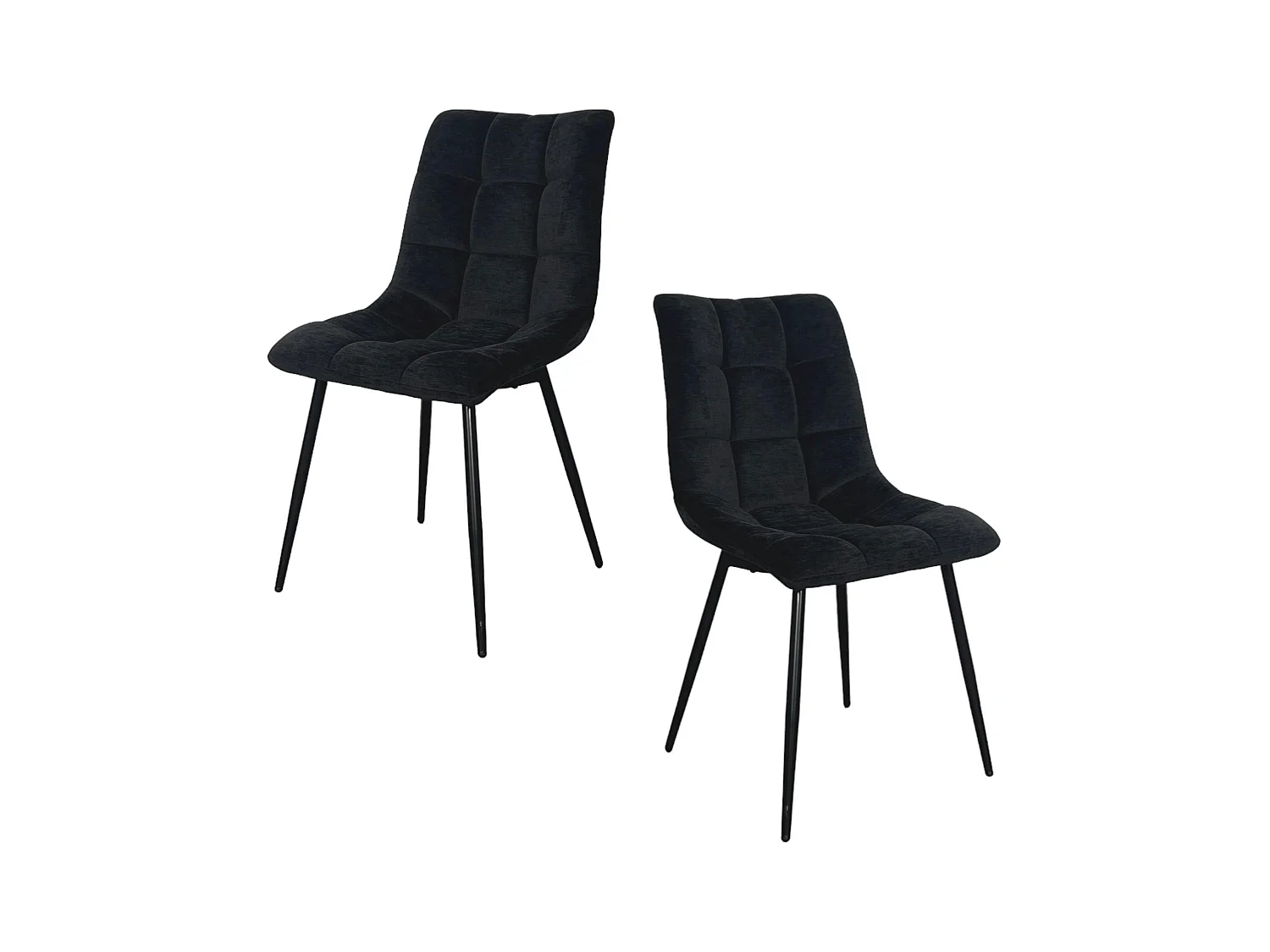 Chaise en velours noir motif damier (lot de 2) PALERME