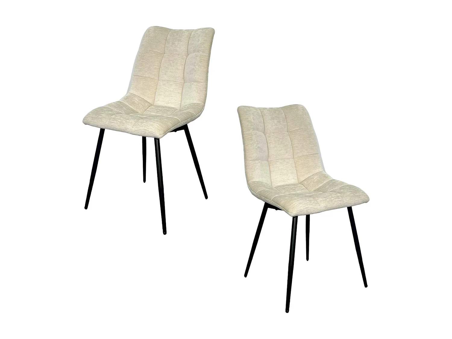 Chaise en velours écru motif damier (lot de 2) PALERME