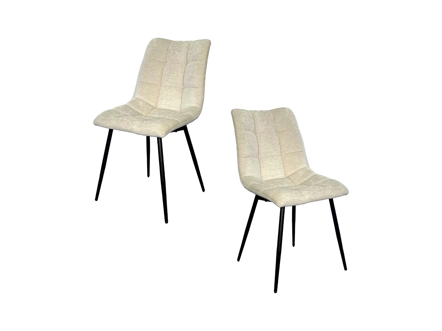 Chaise en velours écru motif damier (lot de 2) PALERME