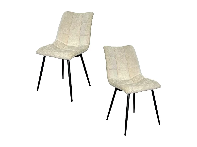 Chaise en velours écru motif damier (lot de 2) PALERME