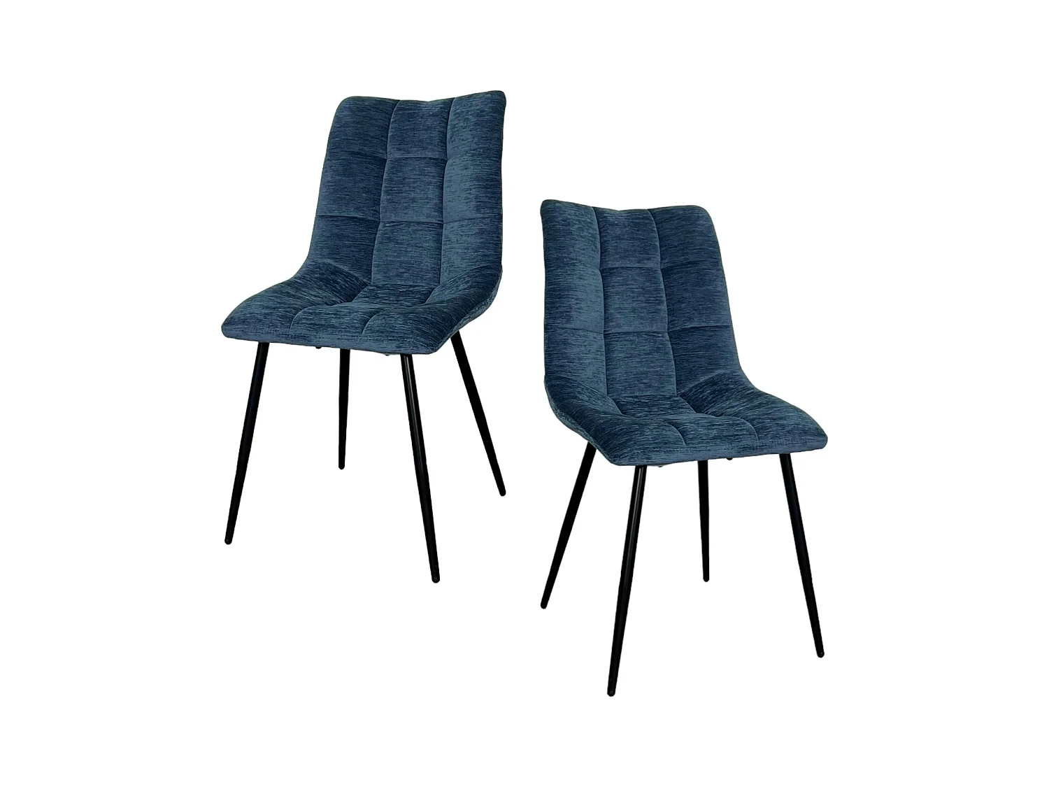 Chaise en velours bleu motif damier (lot de 2) PALERME