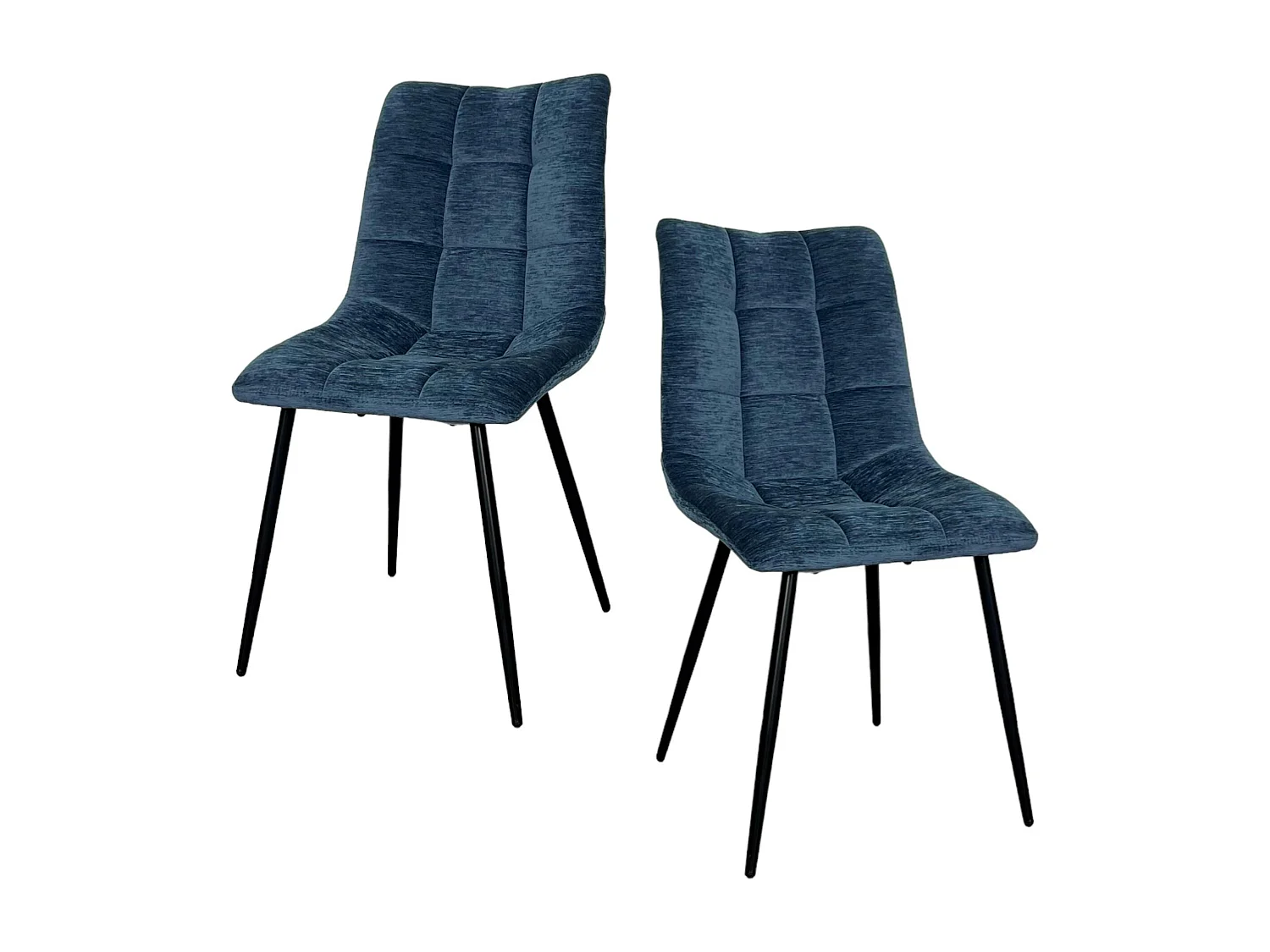 Chaise en velours bleu motif damier (lot de 2) PALERME