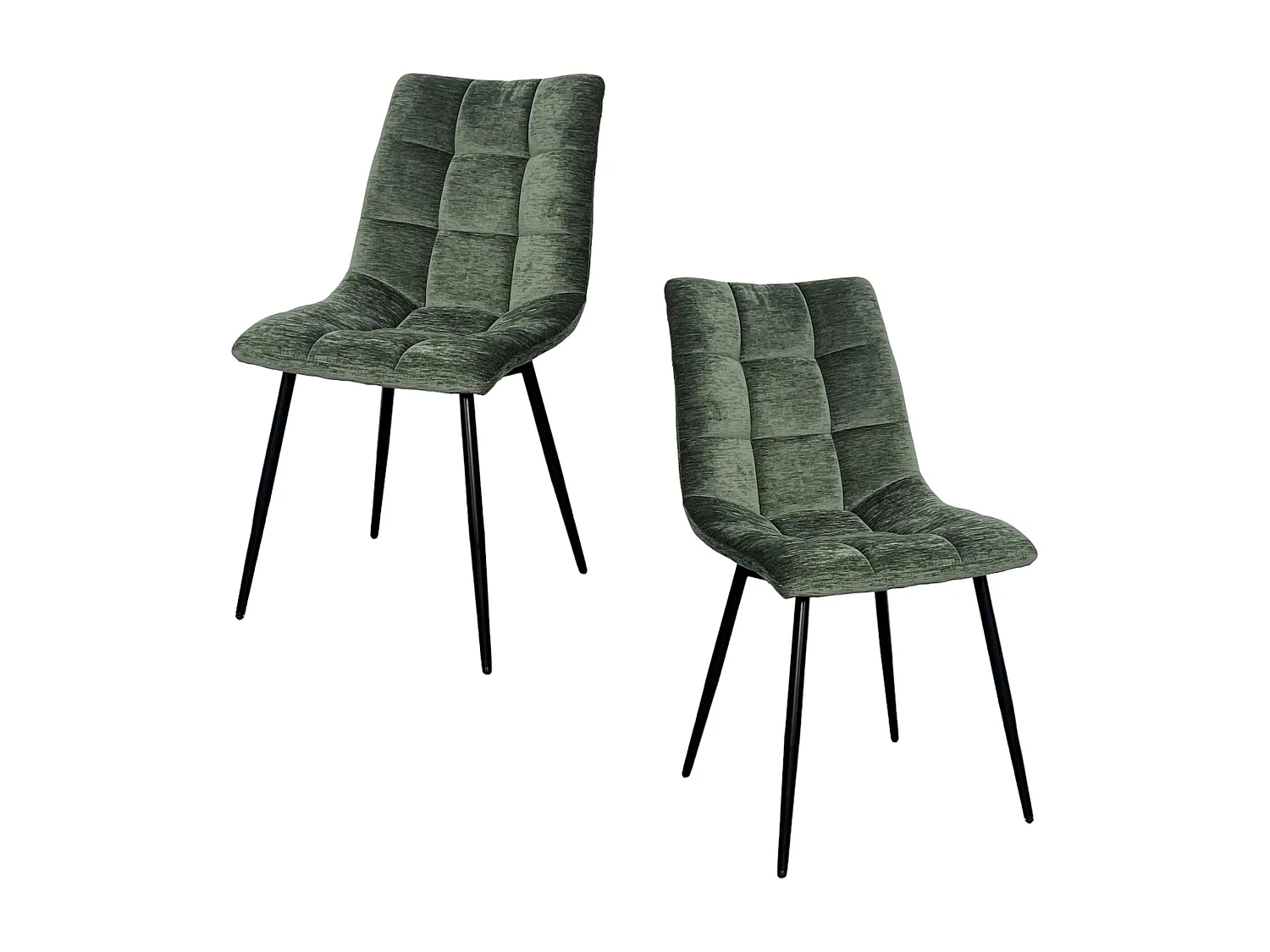 Chaise en velours vert motif damier (lot de 2) PALERME
