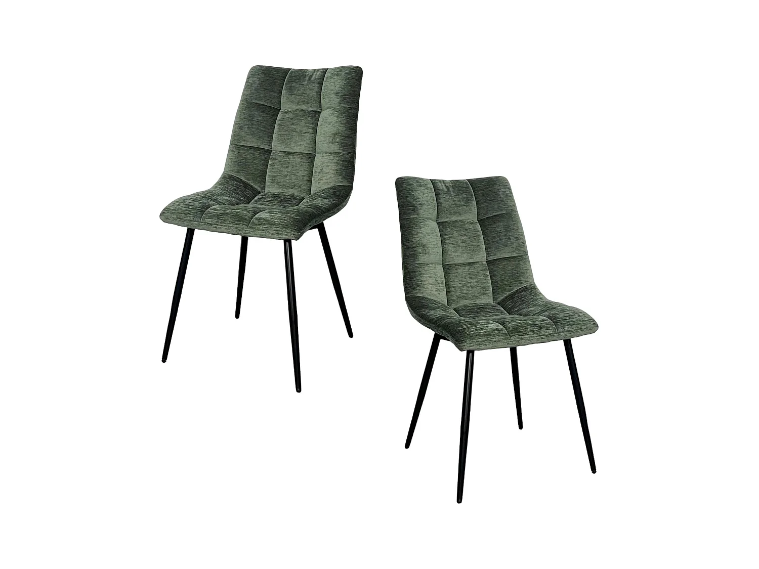 Chaise en velours vert motif damier (lot de 2) PALERME